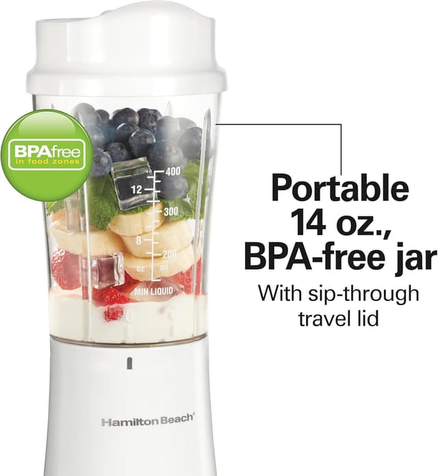 Thumbnail 6 de Hamilton Beach 51101V Portable Blender for Shakes and Smoothies (14 oz BPA-Free Travel Cup)