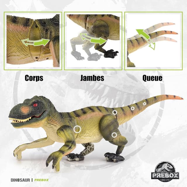 Detalle de PREBOX ferngesteuerter Dinosaurier-Roboter (RC) mit Brüllen, Sprühfunktion & Bewegungen – Geschenk für Kinder 3–12 Jahre