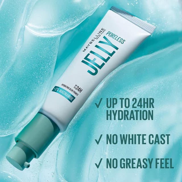 Detalle de Maybelline Poreless Jelly Primer (Hydrating Blurring) with 2% Niacinamide, Clear, 1 Count