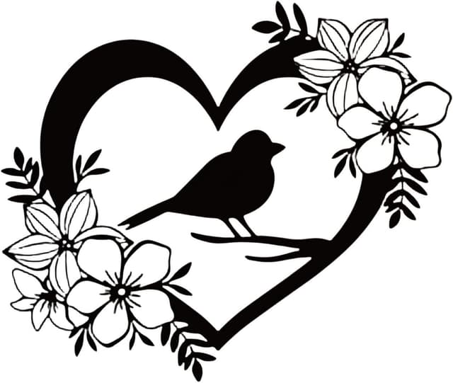 Detalle de BGJJGT Metal Bird Wall Decor (Black), Heart-Shaped Garden Wall Art for Outdoor & Indoor Walls
