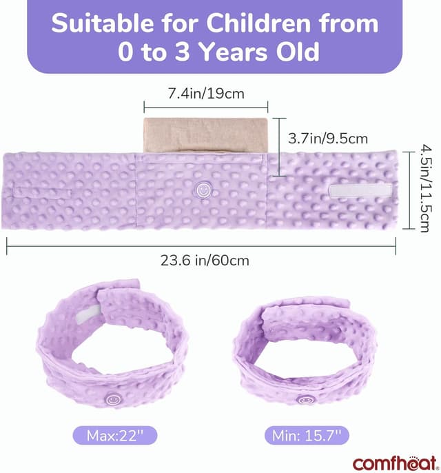Detalle 2 de Comfheat Colic Relief Heated Tummy Wrap Belt (Flaxseed Heat Pack) – Purple, for babies and toddlers 0–3 years