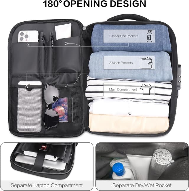 Thumbnail 4 de YOUNGOA Mochila de Viaje Cabina para Avión ✈️ 20L Negro