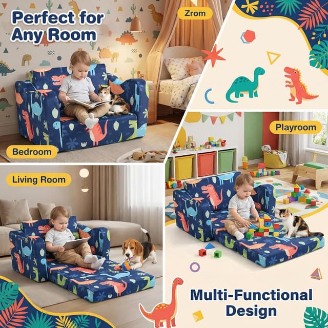 Thumbnail 2 de ONEKUKA Kids Sofa Couch 2-in-1 Toddler Bed 🎄