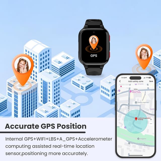 Detalle de LAGENIO K9 Smartwatch Bambini AI con GPS, 4G e videochiamate su rete 4G, display AMOLED 1,78" e modalità scuola