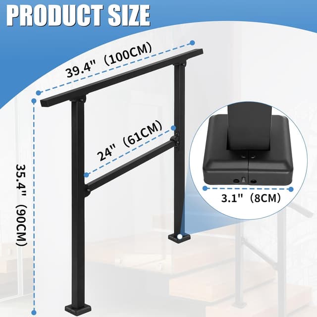 Detalle de Wrought Iron Outdoor Handrail for 2-3 Steps ðŸ›