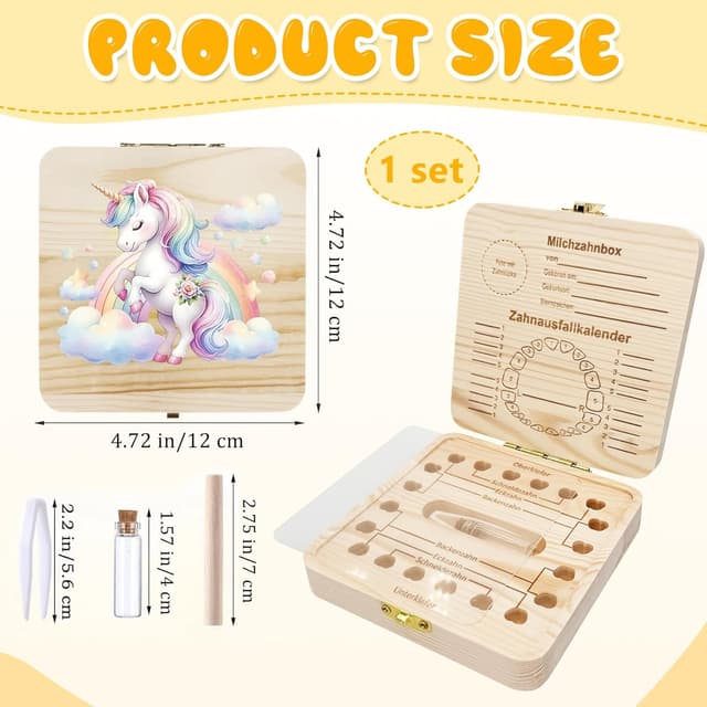 Detalle de Shengruili Zahnbox aus Holz für Milchzähne – Aufbewahrungsbox für Baby-Zähne mit Verschluss