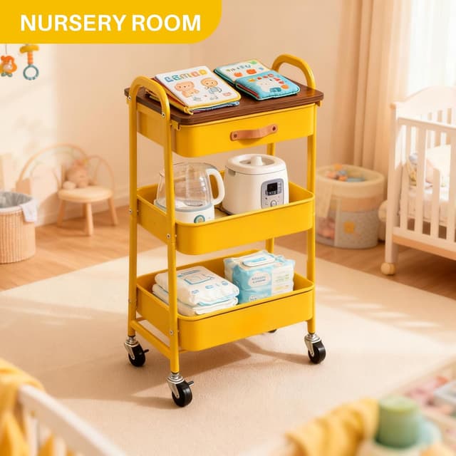 Thumbnail 1 de AGTEK Makeup Cart with Drawer 3-Tier Pink