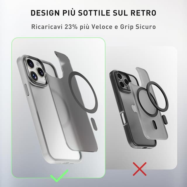 Detalle 2 de Tigratigro Cover magnetica per iPhone 15 Pro compatibile MagSafe, trasparente sottile antiurto Argento