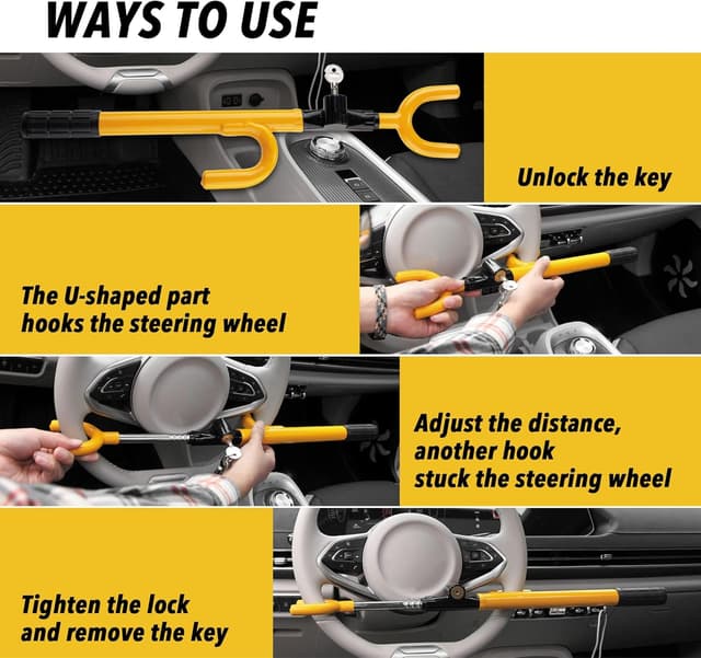 Thumbnail 6 de CARTMAN Vehicle Steering Wheel Lock 7-15.7 in