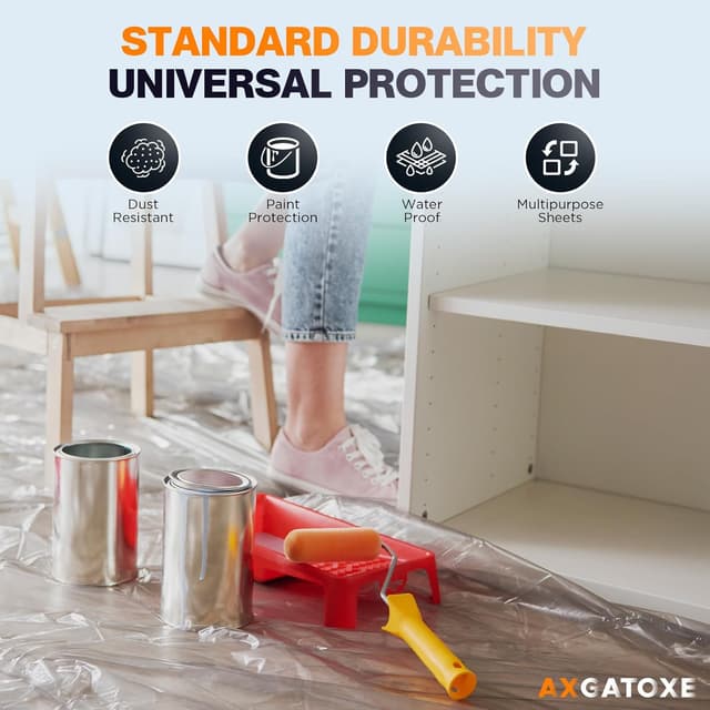 Thumbnail 1 de 12 x 9 Ft Plastic Sheet Drop Cloths 20-Pack