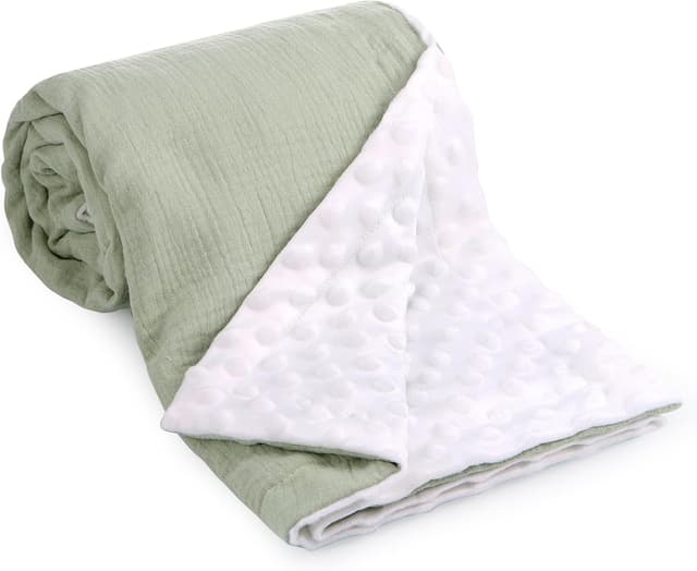 Detalle de Huiguli Baby Blanket for Newborn (75x100cm) in Green – soft plush with dotted backing