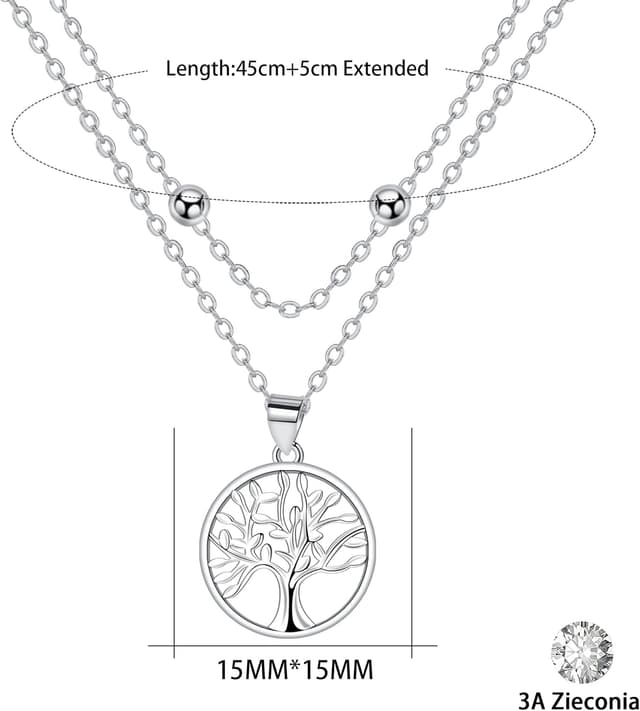 Detalle de Collier arbre de vie en argent sterling 925 J.WUEN pour femme (45 + 5 cm) avec coffret cadeau