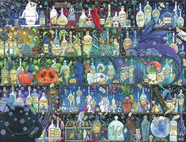 Detalle 2 de Ravensburger Puzzle 2000 pièces L’étagère à Potions