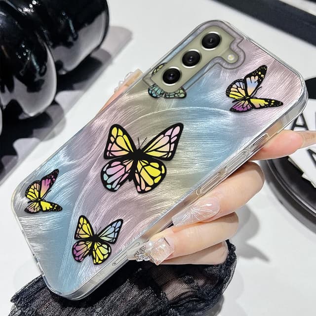 Detalle de Tedyhulle Hülle für Samsung Galaxy S22 Plus – dünne TPU-Softcase mit buntem Schmetterlingsmuster