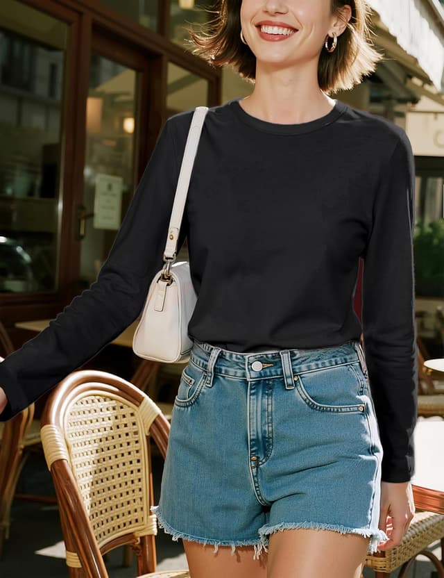 Thumbnail 6 de TACVASEN Women’s long sleeve cotton T-shirt – quick-dry crew neck breathable top