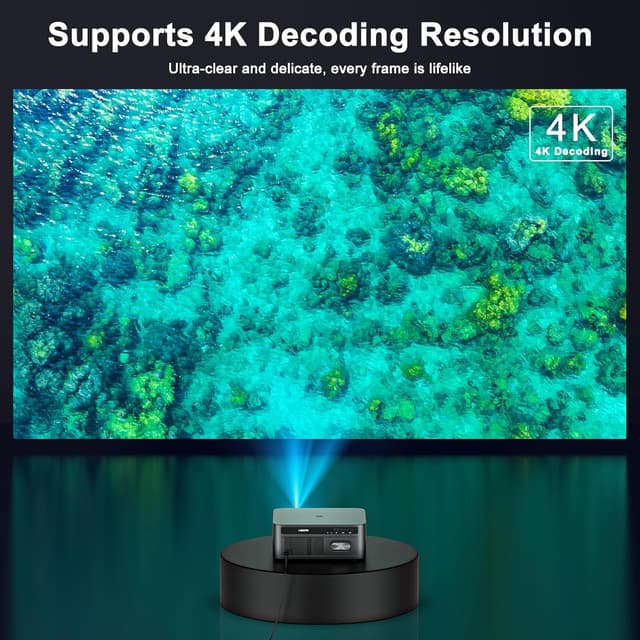 Detalle 2 de HAPPRUN KC7 PRO Outdoor Projector (2500 ANSI Lumens) with Built-in Streaming, 4K Decoding, Dolby Audio, Wi‑Fi 6 & Bluetooth 5.2
