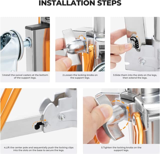 Detalle 2 de K&F CONCEPT Heavy Duty Light Stand with Casters (10.5ft/320cm Adjustable Tripod)