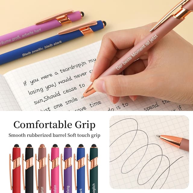 Detalle 2 de kander 2-in-1 Kugelschreiber Set (12 Stück) mit Touchpen – 12 Farben, schwarze Tinte