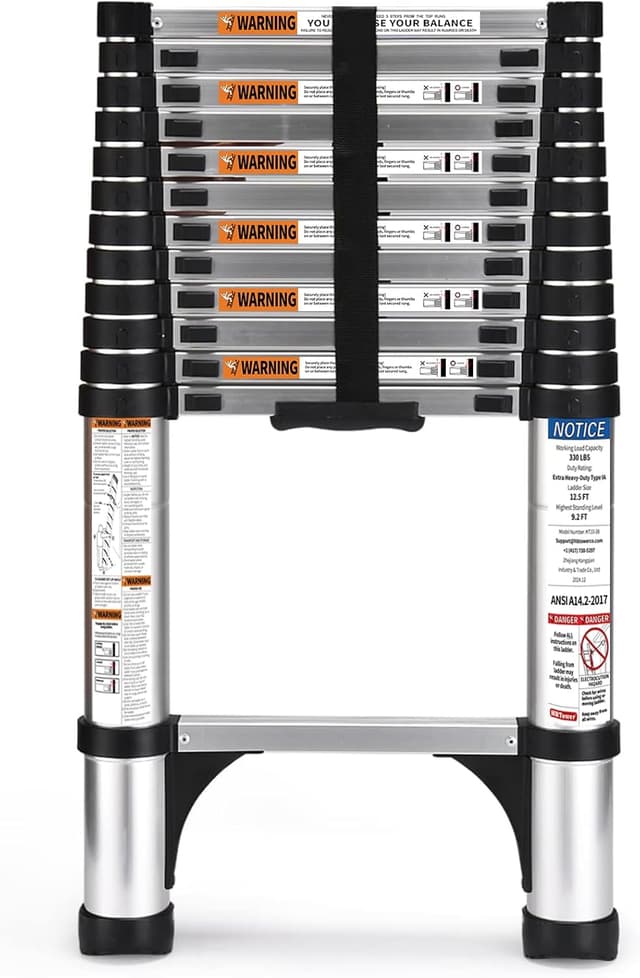 Imagen de HBTower Teleskopleiter 3,8 m Aluminium mit Tragkraft 150 kg en OfertitasTOP