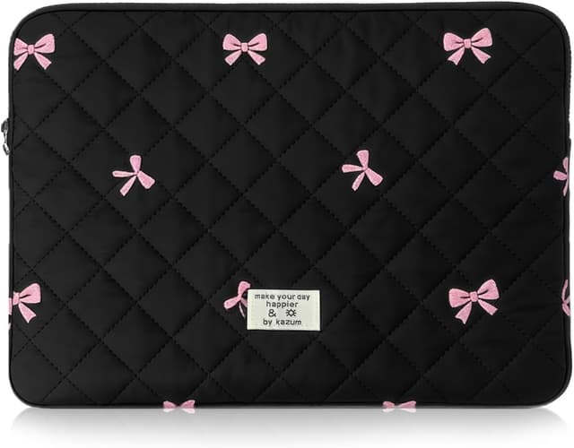 Detalle de Flintronic custodia sleeve per laptop da 14 pollici con motivo trapuntato e fodera in cotone