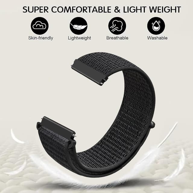 Detalle de FTYQUEE 4 Pack Nylon Watch Strap (Quick Release) – Adjustable Fabric Bands for 16mm–22mm Lugs