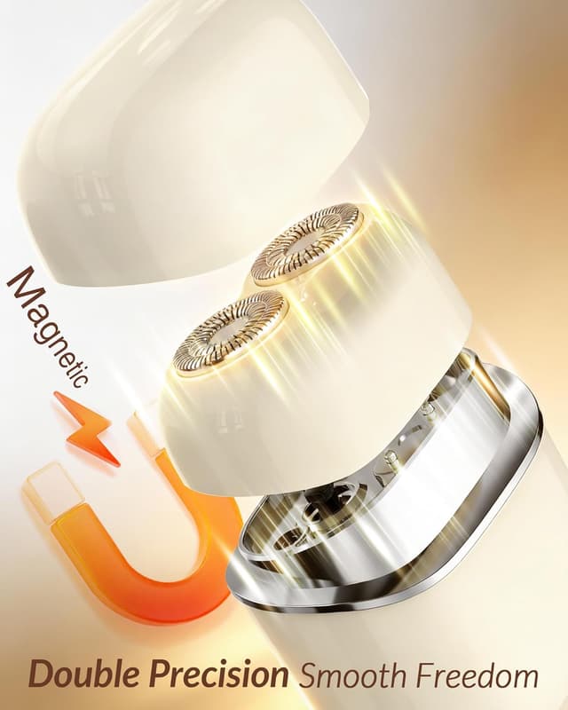 Detalle de Portable Painless Facial Hair Remover for Women (2 Dual Blades) — Rechargeable Face Shaver for Upper Lip & Chin