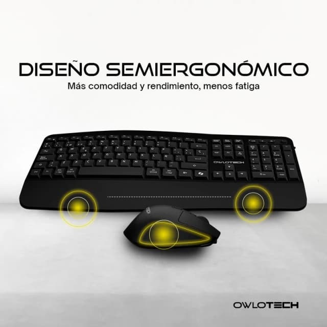 Detalle de Owlotech MK500 Combo teclado y ratón wireless negro 🖱