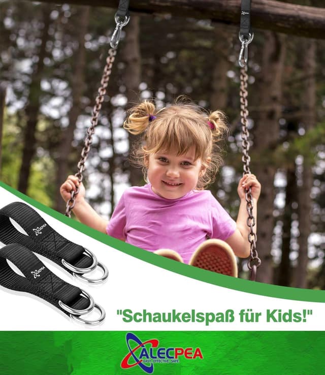 Detalle de ALECPEA 2er-Set Schaukelbefestigung aus Nylon mit Karabinern und D-Ringen (bis 200 kg)