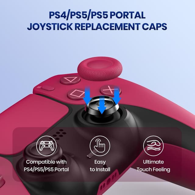Detalle de NEWDERY Daumengriff-Joystick-Kappen für PS5/PS4-Controller (rutschfest, laserstrukturiert) – 10 Stück, Rosarot