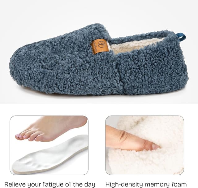 Detalle 2 de EverFoams Chaussons femme chauds en mousse à mémoire de forme, doublure polaire et semelle antidérapante