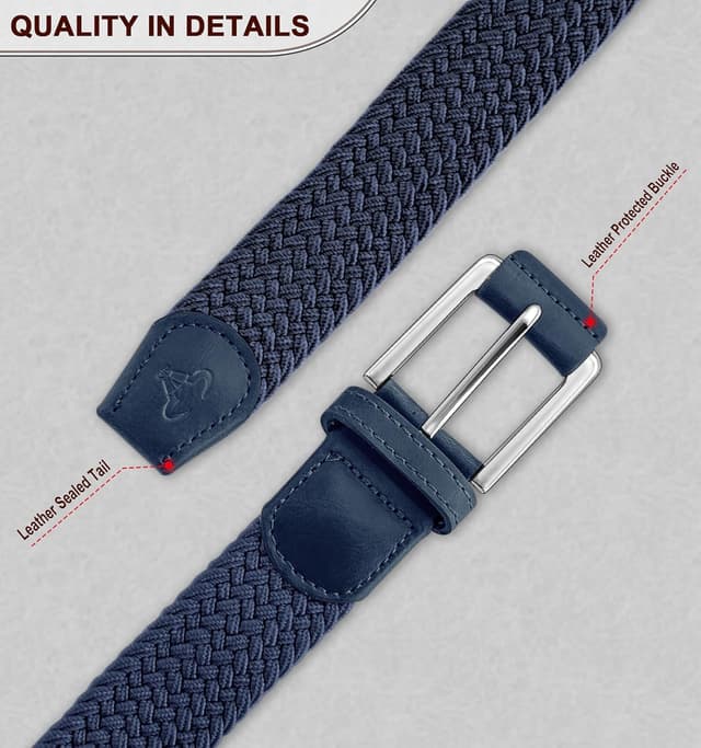 Detalle de BULLIANT cintura elastica intrecciata da uomo con fibbia in lega di zinco, 35 mm