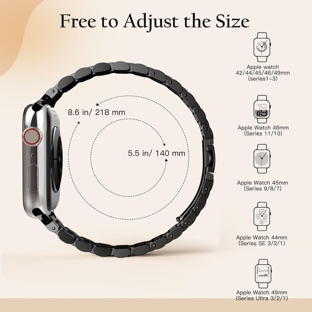 Detalle de TiMOVO Metal Strap for Apple Watch (Series 11/10 & 49mm/46mm/45mm/44mm/42mm) in Black