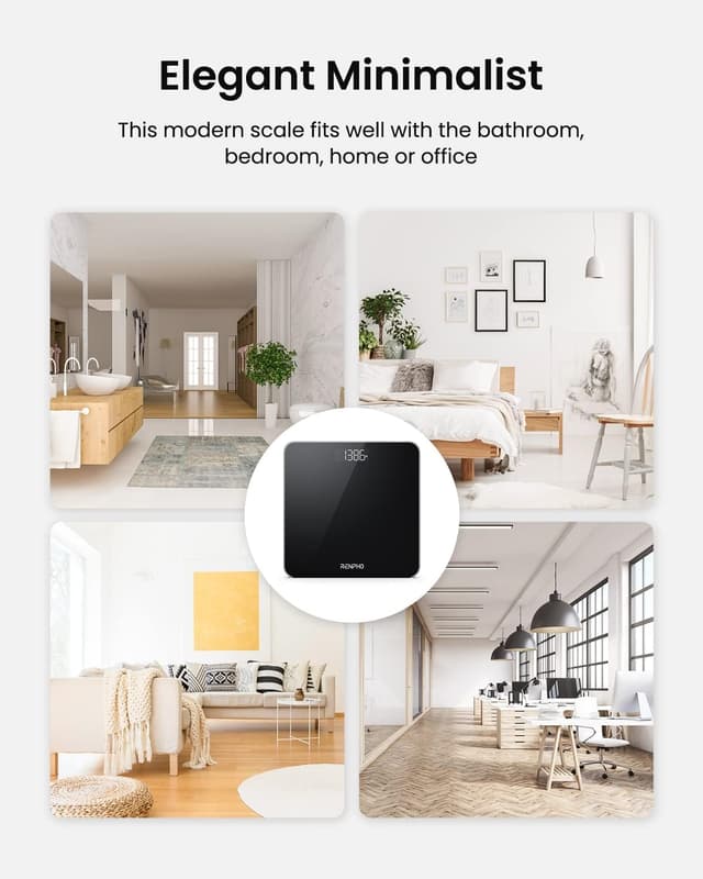 Thumbnail 6 de RENPHO Balance numérique de salle de bain Balance Personne, plateforme 11" (280 x 280 mm) – Noir