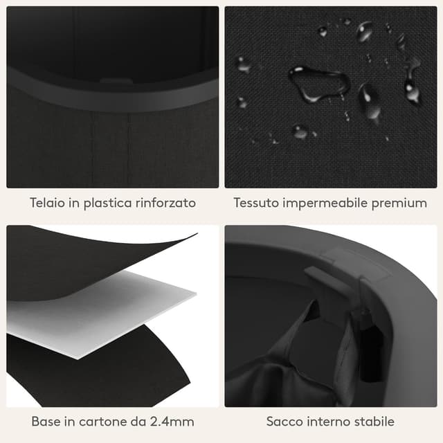 Thumbnail 4 de Lifewit Cesto Portabiancheria 105 L Nero