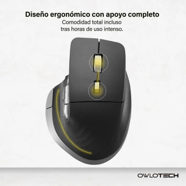 Detalle de Owlotech MS900 Ratón wireless negro con rueda lateral 🖱
