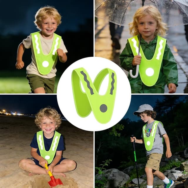 Detalle 2 de AYBUY 2 pezzi giubbotto di sicurezza rifrangente per bambini (alta visibilità)