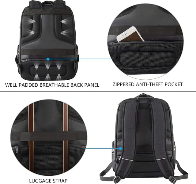 Detalle 2 de KROSER School Laptop Backpack (up to 17.3 inch) with USB charging port, headphone interface and RFID pockets