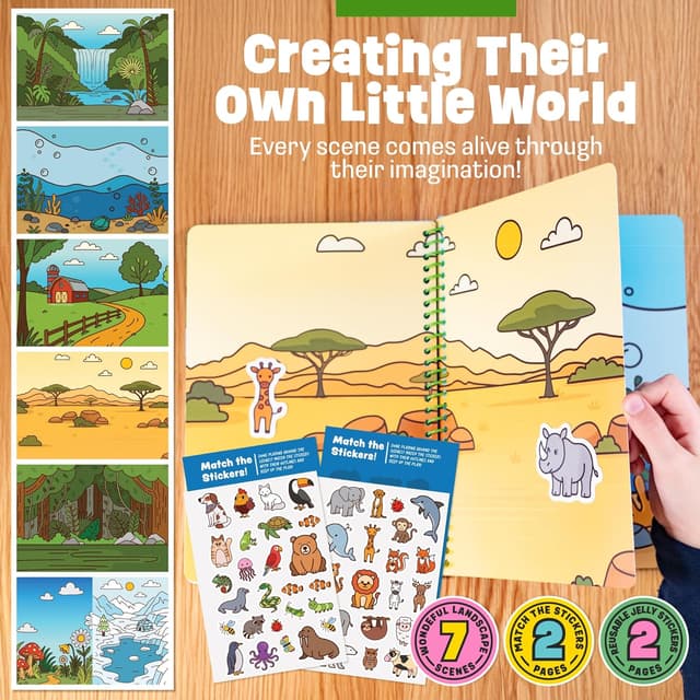 Detalle 2 de Reusable Sticker Book Animals 50 Jelly Stickers