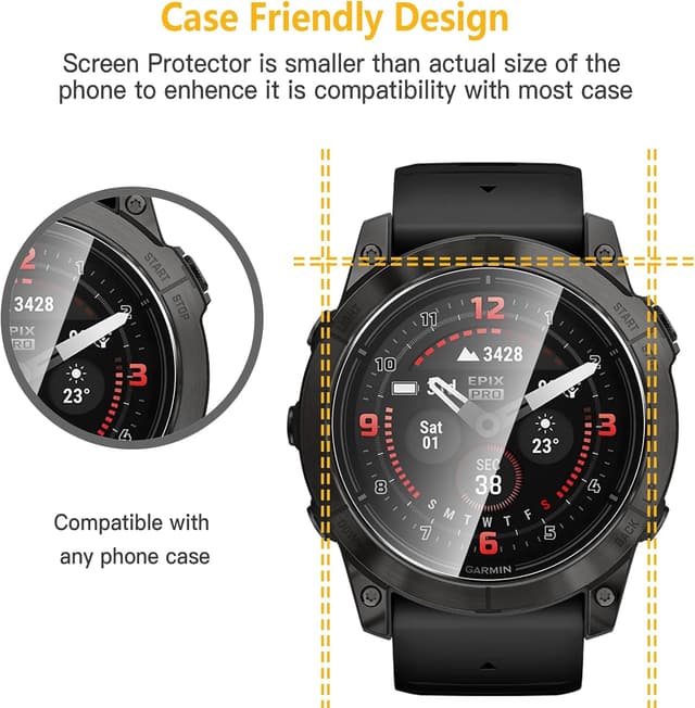 Detalle 2 de WFTE 4-Pack Screen Protector for Garmin Epix Gen 2 (47mm) tempered glass