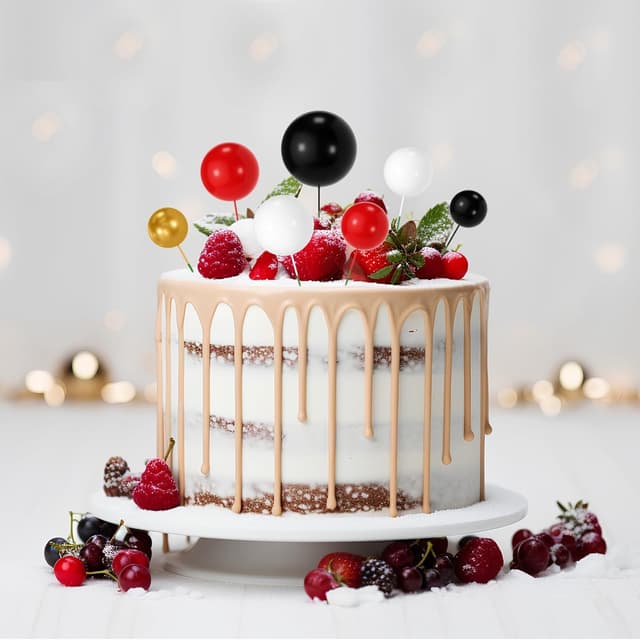 Detalle de NACHLYNN 80 Tortendeko-Kugeln (Schwarz, Rot, Weiß, Gold) – Mini-Ballon-/Cake-Balls für Kuchen & Desserts