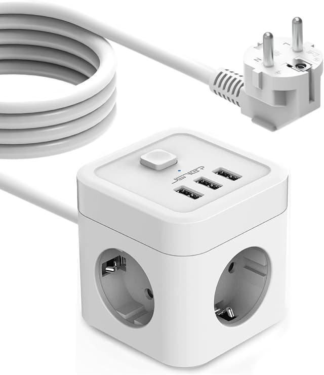 Thumbnail 6 de JSVER Steckdosenleiste Cube Würfel mit 3 USB, 3680 W und 1,5 m Kabel – kompakt für Büro, Zuhause & unterwegs