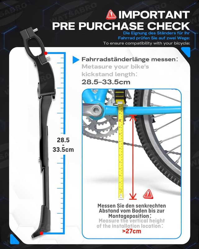 Thumbnail 1 de WATSABRO Bike Kickstand 24–29 in