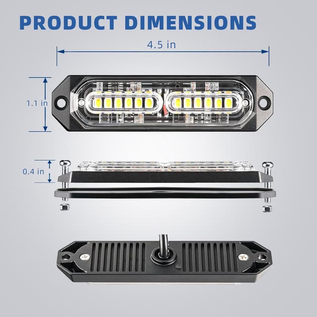 Thumbnail 6 de PKINGLAKE 8-Pcs 12 LED Emergency Strobe Light Bar for Vehicles 🚓
