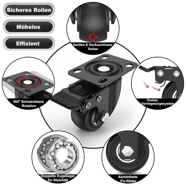 Detalle 1 de Deutnart Schwerlastrollen 50 mm, 300 kg