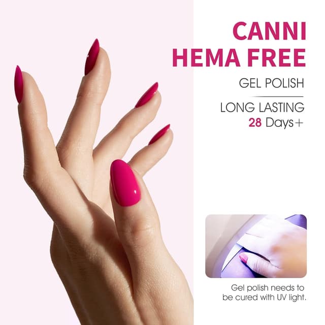 Detalle de CANNI 9ml Hema-Free Gel Nail Polish Set (6-Piece) — White, Black, Burgundy, Red, Purple, Nude