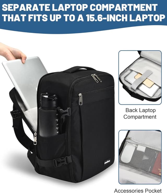 Detalle 2 de MOCOCITO Handgepäck-Rucksack für Eurowings, 40 x 30 x 20 cm – erweiterbare Untersitz-Kabinentasche bis 30 l