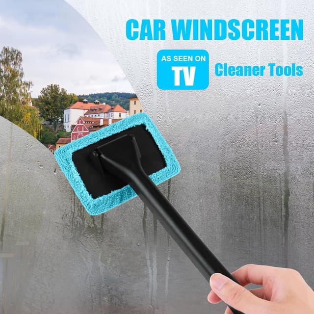 Detalle de URAQT Car Windscreen Cleaner Brush (2PCS) with Long Reach Handle and 4 Washable Microfibre Pads