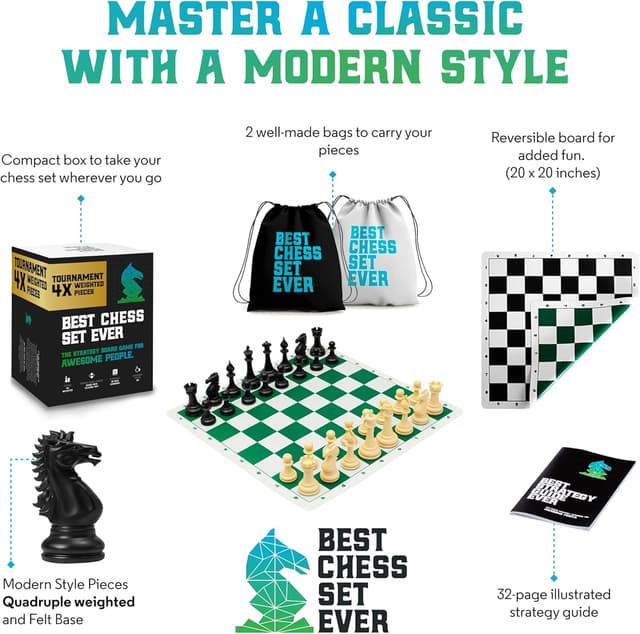 Detalle de Best Chess Set Ever tournament chess set with 50x50cm double-sided silicone board and 11.4cm king