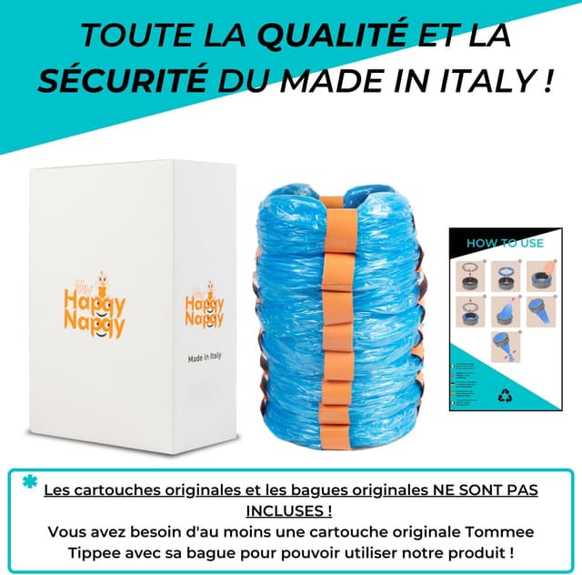 Detalle de My Happy Nappy 8 recharges compatibles Tommee Tippee Sangenic Tec, Simplee Sangenic et Twist & Click
