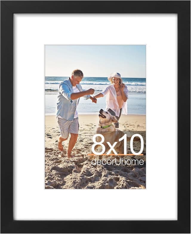 Detalle de decorUhome 8x10 Picture Frame (Black) for 5x7 Photos with Mat or 8x10 Without Mat, 1 Pack